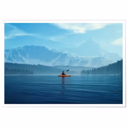 Poster Panorama Tranquillité 70x50 cm - Imprimée sur Poster avec Passepartout - Tableau Nature