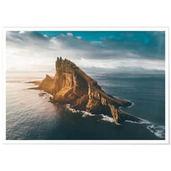 Poster Panorama Île de Faroes 100x70 cm - Imprimée sur Poster avec Passepartout - Tableau Nature