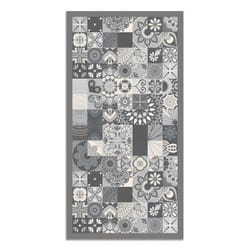 Tapis Vinyle Panorama Carreaux Ciments Cuisine Gris 300x200 cm - Tapis pour Cuisine Bureau et Salon en PVC