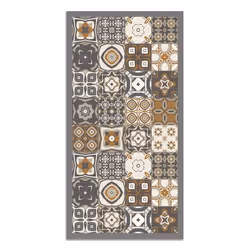 Tapis Vinyle Panorama Carreaux Ciments Orange 300x200 cm - Tapis pour Cuisine Bureau et Salon en PVC