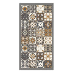Tapis Vinyle Panorama Carreaux Ciments Orange 300x200 cm - Tapis pour Cuisine Bureau et Salon en PVC