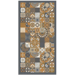Tapis Vinyle Panorama Carreaux Ciments Cuisine Orange 60x110 cm - Tapis pour Cuisine Bureau et Salon en PVC