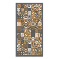 Tapis Vinyle Panorama Carreaux Ciments Cuisine Orange 200x200 cm - Tapis pour Cuisine Bureau et Salon en PVC
