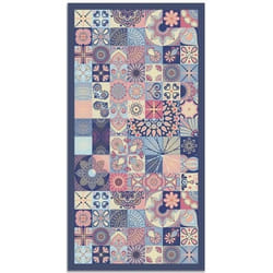 Tapis Vinyle Panorama Carreaux de Ciments Cuisine Rose 80x200 cm - Tapis pour Cuisine Bureau et Salon en PVC