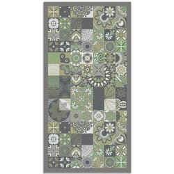 Tapis Vinyle Panorama Carreaux de Ciments Cuisine Vert 60x110 cm - Tapis pour Cuisine Bureau et Salon en PVC