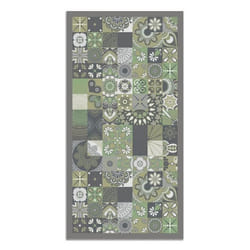Tapis Vinyle Panorama Carreaux Ciments Cuisine Vert 80x200 cm - Tapis pour Cuisine Bureau et Salon en PVC