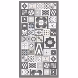 Tapis Vinyle Panorama Style Carreaux de Ciments Gris 40x80 cm - Tapis pour Cuisine Bureau et Salon en PVC