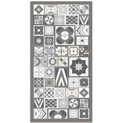 Tapis Vinyle Panorama Style Carreaux de Ciments Gris 40x80 cm - Tapis pour Cuisine Bureau et Salon en PVC