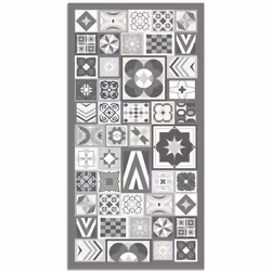 Tapis Vinyle Panorama Style Carreaux de Ciments Gris 60x110 cm - Tapis pour Cuisine Bureau et Salon en PVC