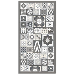 Tapis Vinyle Panorama Style Carreaux de Ciments Gris 60x110 cm - Tapis pour Cuisine Bureau et Salon en PVC