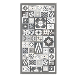 Tapis Vinyle Panorama Style Carreaux Ciments Gris 120x170 cm - Tapis pour Cuisine Bureau et Salon en PVC
