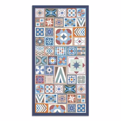 Tapis Vinyle Panorama Style Carreaux Ciments Multi 200x250 cm - Tapis pour Cuisine Bureau et Salon en PVC