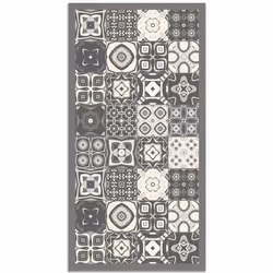 Tapis Vinyle Panorama Carreaux Ciments Gris 60x110 cm - Tapis pour Cuisine Bureau et Salon en PVC