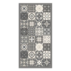 Tapis Vinyle Panorama Carreaux Ciments Gris 80x200 cm - Tapis pour Cuisine Bureau et Salon en PVC
