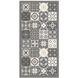 Tapis Vinyle Panorama Carreaux de Ciments Gris 200x250 cm - Tapis pour Cuisine Bureau et Salon en PVC