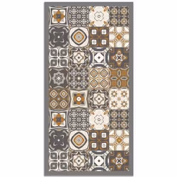 Tapis Vinyle Panorama Carreaux Ciments Orange 60x110 cm - Tapis pour Cuisine Bureau et Salon en PVC