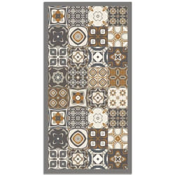 Tapis Vinyle Panorama Carreaux Ciments Orange 200x200 cm - Tapis pour Cuisine Bureau et Salon en PVC