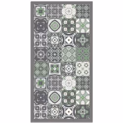 Tapis Vinyle Panorama Carreaux Ciments Vert 40x80 cm - Tapis pour Cuisine Bureau et Salon en PVC