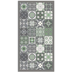 Tapis Vinyle Panorama Carreaux Ciments Vert 80x150 cm - Tapis pour Cuisine Bureau et Salon en PVC