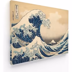 Tableau Panorama Hokusai La Grande Vague de Kanagawa 50x35 cm - Imprimée sur Toile - Tableau Moderne Maison