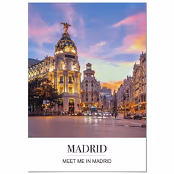Poster Panorama Coucher du Phrase Ville de Madrid 50x70 cm - Imprimée sur Poster - Poster Ville