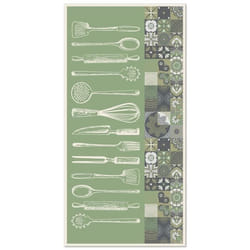 Tapis Vinyle Panorama Cuisine Utensile Cuisine Vert 40x80 cm - Tapis pour Cuisine Bureau et Salon en PVC