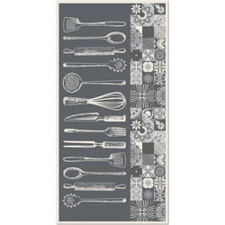 Tapis Vinyle Panorama Cuisine Utensile Cuisine Gris 60x110 cm - Tapis pour Cuisine Bureau et Salon en PVC