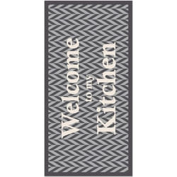 Tapis Vinyle Panorama Cuisine Welcome to my Kitchen Gris 40x80 cm - Tapis pour Cuisine Bureau et Salon en PVC