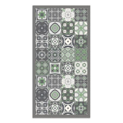 Tapis Vinyle Panorama Carreaux Ciments Vert 100x140 cm - Tapis pour Cuisine Bureau et Salon en PVC