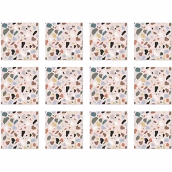 Panorama Stickers Carrelage Adhésif Cuisine 48 Pièces de 15x15cm Pierres Rose - Autocollant adhésif en Vinyle pour Carreaux m ...