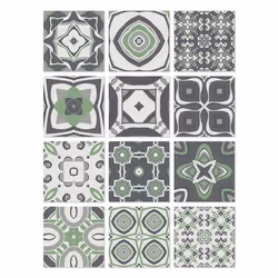 Panorama Stickers Carrelage Adhésif 24 Pièces de 20x20cm - Modèle Hydraulique Vert - Autocollant adhésif en Vinyle pour Carre ...