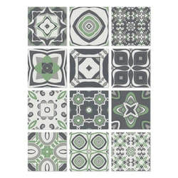 Panorama Stickers Carrelage Adhésif 24 Pièces de 20x20cm - Modèle Hydraulique Vert - Autocollant adhésif en Vinyle pour Carreaux