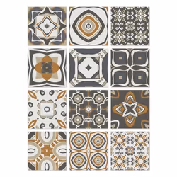 Panorama Stickers Carrelage Adhésif 24 Pièces de 20x20cm - Modèle Hydraulique Orange - Autocollant adhésif en Vinyle pour Car ...