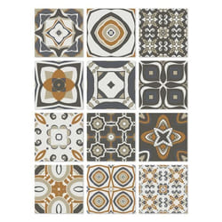 Panorama Stickers Carrelage Adhésif 24 Pièces de 20x20cm - Modèle Hydraulique Orange - Autocollant adhésif en Vinyle pour Carreaux