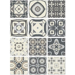 Panorama Stickers Carrelage Adhésif 24 Pièces de 20x20cm - Modèle Hydraulique Gris - Autocollant adhésif en Vinyle pour Carreaux
