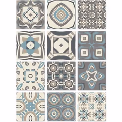Panorama Stickers Carrelage Adhésif 72 Pièces de 10x10cm Modèle Hydraulique Bleu - Autocollant adhésif en Vinyle pour Carreau ...