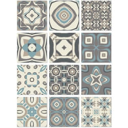 Panorama Stickers Carrelage Adhésif 72 Pièces de 10x10cm Modèle Hydraulique Bleu - Autocollant adhésif en Vinyle pour Carreaux