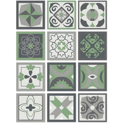 Panorama Stickers Carrelage Adhésif 48 Pièces de 15x15cm Design Hydraulique Vert - Autocollant adhésif en Vinyle pour Carreaux