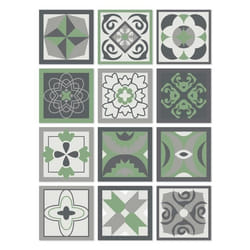 Panorama Stickers Carrelage Adhésif 72 Pièces de 10x10cm Design Hydraulique Vert - Autocollant adhésif en Vinyle pour Carreaux