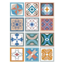 Panorama Stickers Carrelage Adhésif 72 Pièces de 10x10cm Design Hydraulique Multicouleur - Autocollant adhésif en Vinyle Carreaux