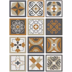 Panorama Stickers Carrelage Adhésif 72 Pièces de 10x10cm Design Hydraulique Orange - Autocollant adhésif en Vinyle pour Carre ...