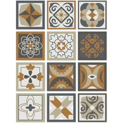 Panorama Stickers Carrelage Adhésif 72 Pièces de 10x10cm Design Hydraulique Orange - Autocollant adhésif en Vinyle pour Carreaux