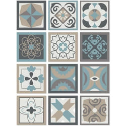 Panorama Stickers Carrelage Adhésif 48 Pièces de 15x15cm Design Hydraulique Bleu - Autocollant adhésif en Vinyle pour Carreaux