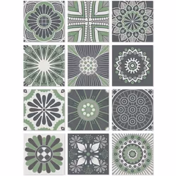 Panorama Stickers Carrelage Adhésif Cuisine 72 Pièces de 10x10cm Hydraulique Vert - Autocollant adhésif en Vinyle pour Carrea ...