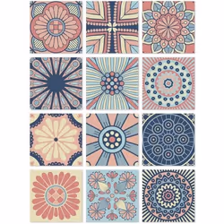 Panorama Stickers Carrelage Adhésif 48 Pièces de de 15x15cm Hydraulique Multicouleur - Autocollant adhésif en Vinyle pour Car ...