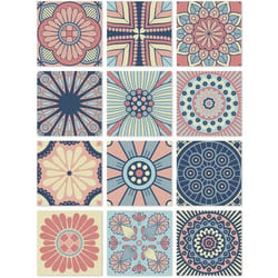 Panorama Stickers Carrelage Adhésif 48 Pièces de de 15x15cm Hydraulique Multicouleur - Autocollant adhésif en Vinyle pour Carreaux