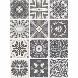Panorama Stickers Carrelage Adhésif Cuisine 72 Pièces de 10x10cm Hydraulique Gris - Autocollant adhésif en Vinyle pour Carrea ...