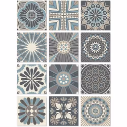 Panorama Stickers Carrelage Adhésif Cuisine 72 Pièces de 10x10cm Hydraulique Bleu - Autocollant adhésif en Vinyle pour Carrea ...