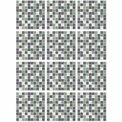 Panorama Stickers Carrelage Adhésif Cuisine 48 Pièces de 15x15cm Carrés Vert - Autocollant adhésif en Vinyle pour Carreaux mu ...