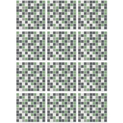 Panorama Stickers Carrelage Adhésif Cuisine 48 Pièces de 15x15cm Carrés Vert - Autocollant adhésif en Vinyle pour Carreaux muraux